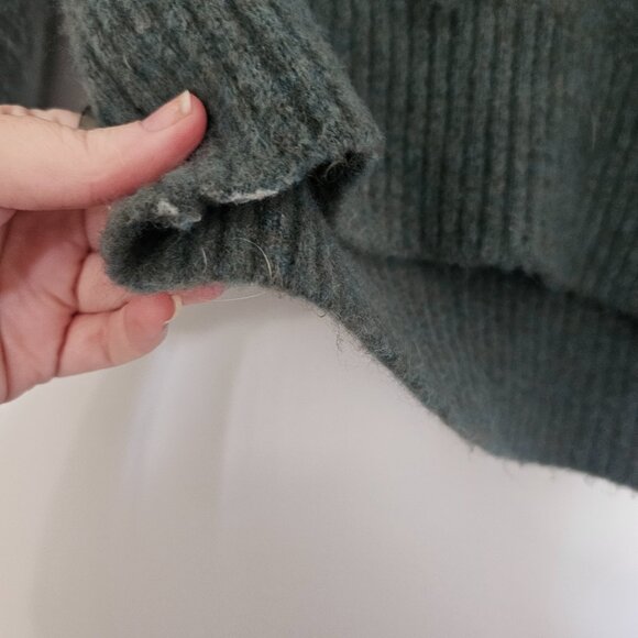 Zara green tie neck sweater large - Picture 3 of 8